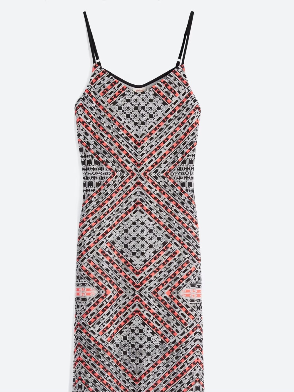 🆕Pixley (Stitch Fix) Knit Burnout Maxi Dress in Coral/Black/White - XS -Like New